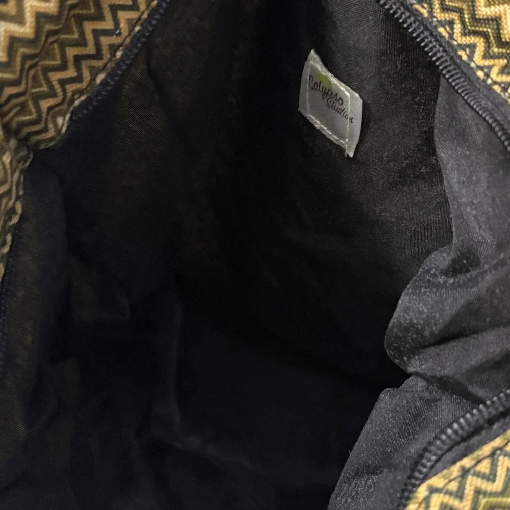 Calypso Studios Chevron Bag Collection Handmade Cotton Tote Olive Green Zigzag